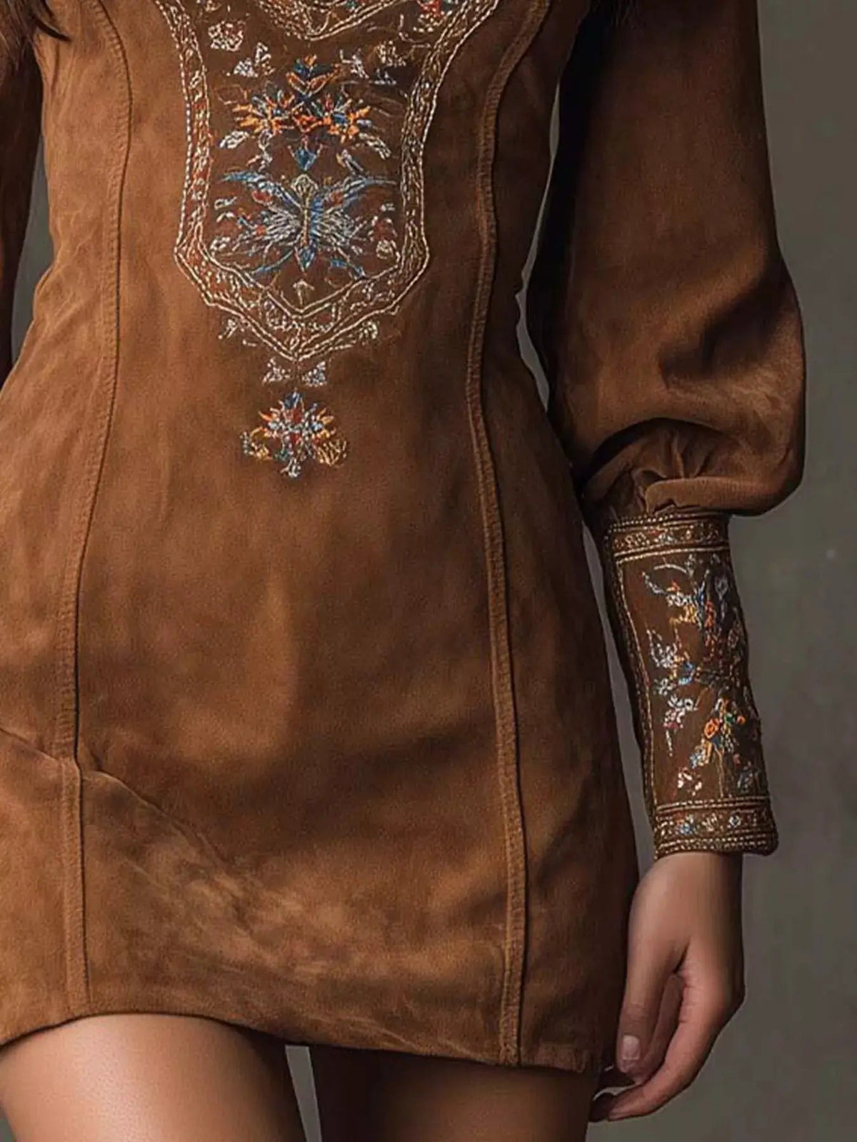 Embroidered Lantern Sleeve Mini Dress - Bitsy Gypsy Boutique
