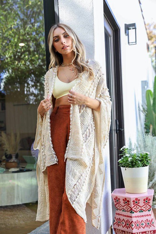 Embroidered Zig Zag Soft Kimono - Bitsy Gypsy Boutique