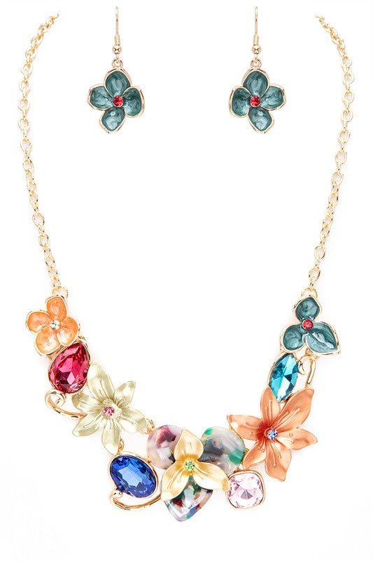 Enamel Flower Iconic Necklace Set - Bitsy Gypsy Boutique