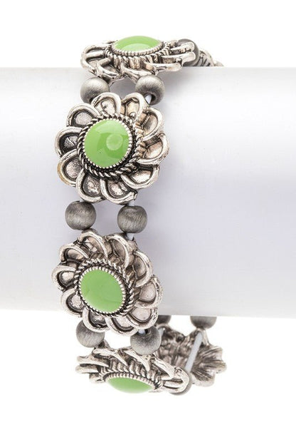 Enamel Flower Western Boho Stretch Bracelet - Bitsy Gypsy Boutique
