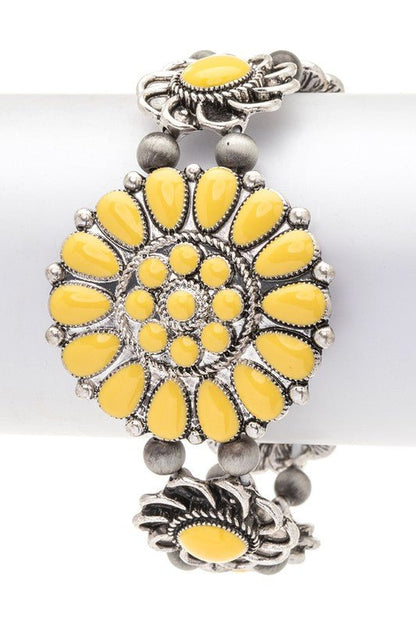 Enamel Flower Western Boho Stretch Bracelet - Bitsy Gypsy Boutique