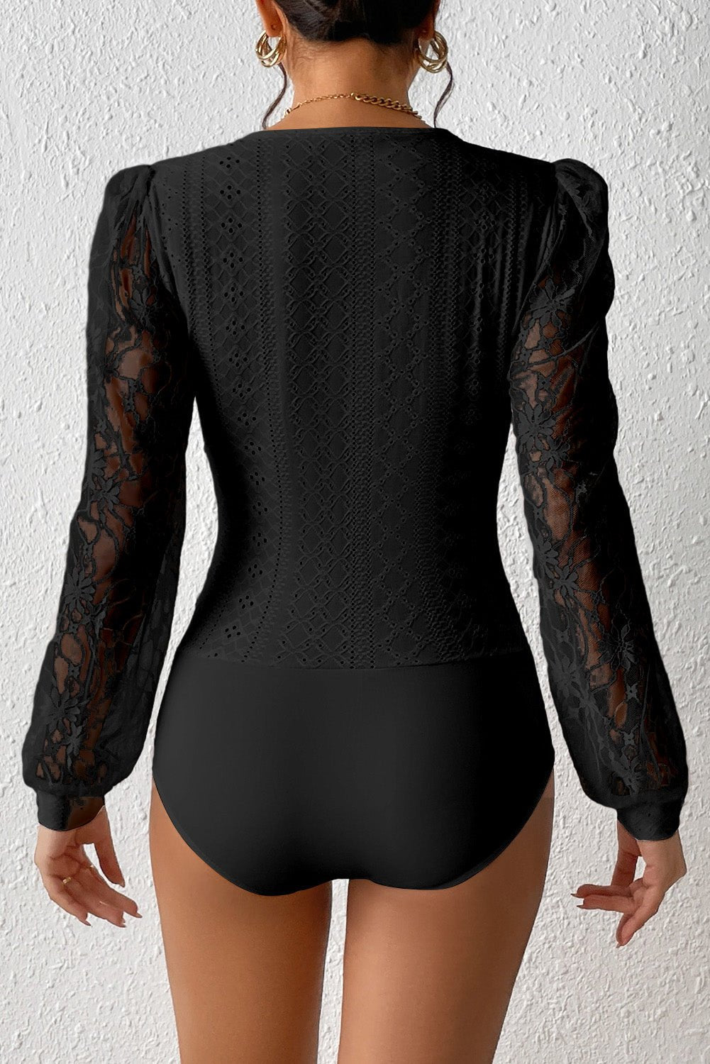 Eyelet Lace Long Sleeve Bodysuit - Bitsy Gypsy Boutique