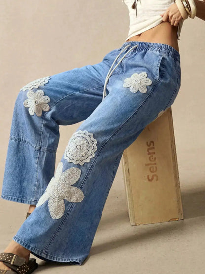 Wide-Leg Drawstring Jeans by Trendsi