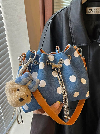 Polka Dot Bucket Crossbody Bag by Trendsi