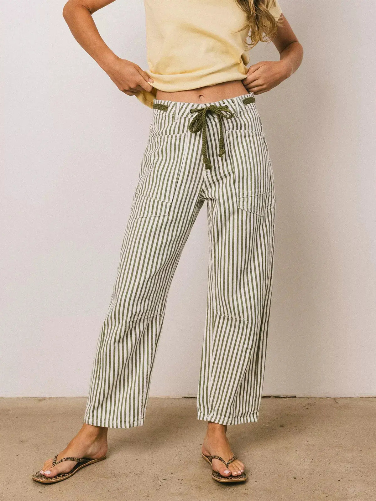 Drawstring Wide Leg Cropped Jeans by Trendsi