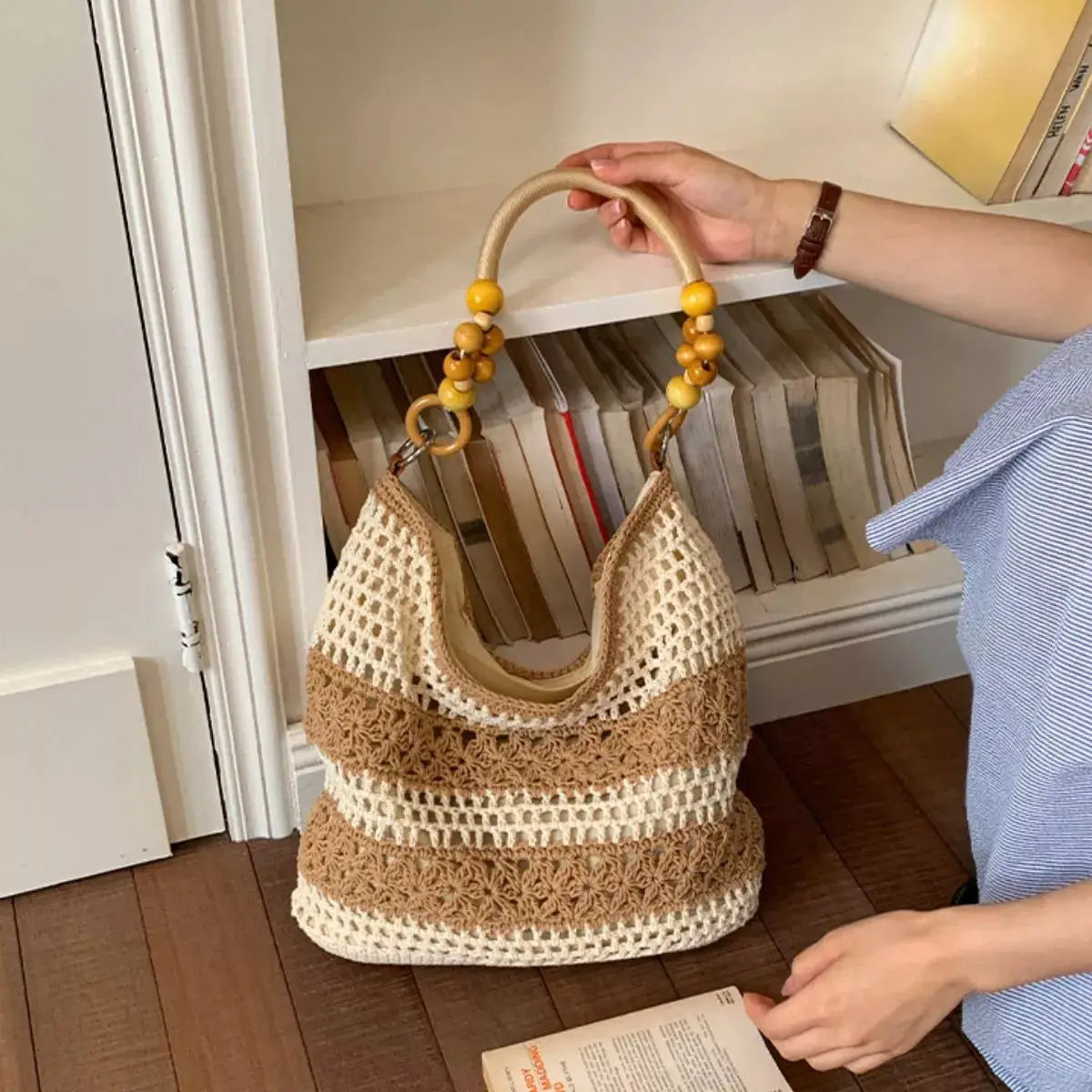 Crochet Knit Shoulder Bag by Trendsi