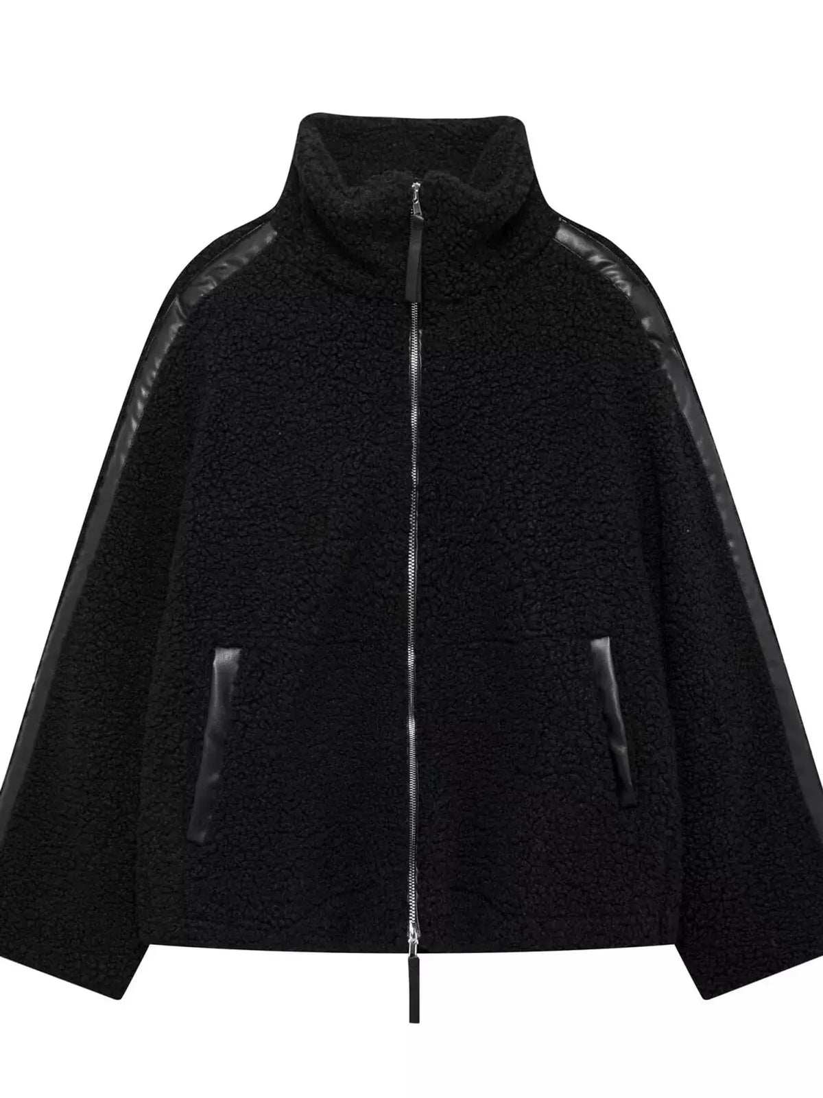 Sherpa Zip-Up Outerwear by Trendsi