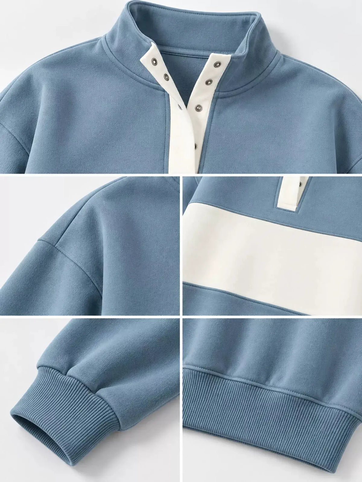 Full Size Color Block Snap-Button Sweatshirt Plus Size by Trendsi