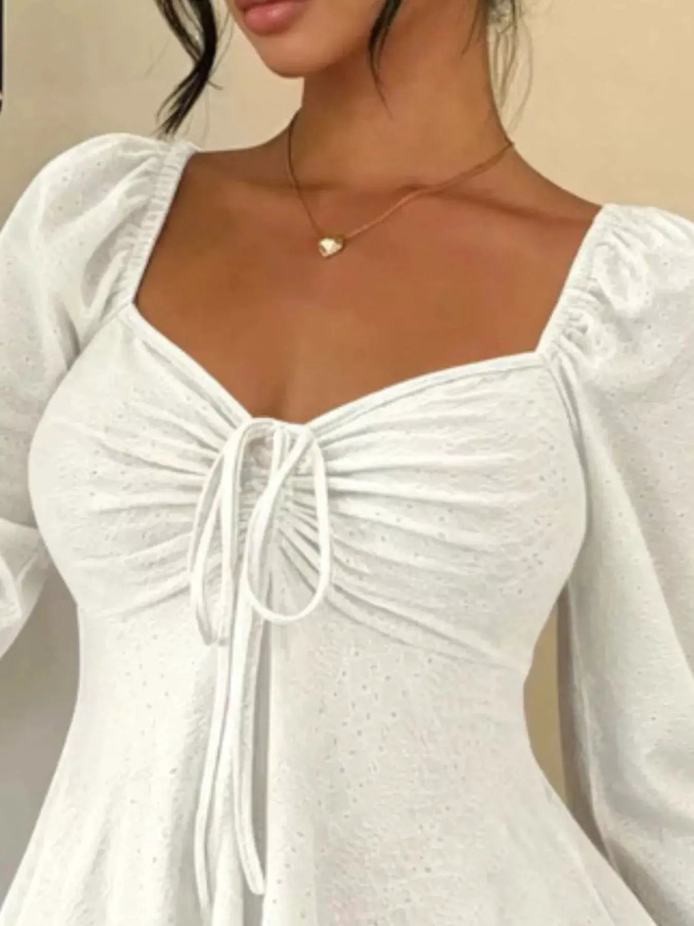 Ruched Sweetheart Neck Long Sleeve Top by Trendsi
