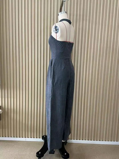 Full Size Halter Neck Wide-Leg Jumpsuit Plus Size by Trendsi