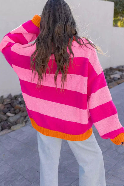 Color-Block Striped Dropped Shoulder Sweater by Trendsi