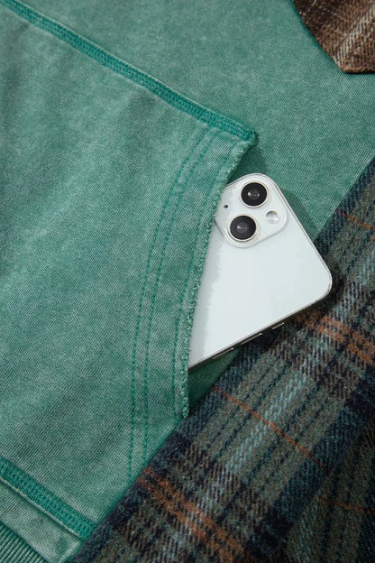Plaid Kangaroo Pocket Hoodie by Trendsi