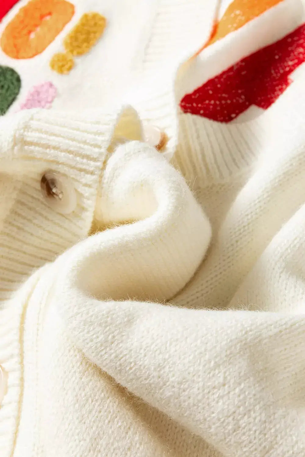 'HO HO HO' Button Up Knit Cardigan by Trendsi