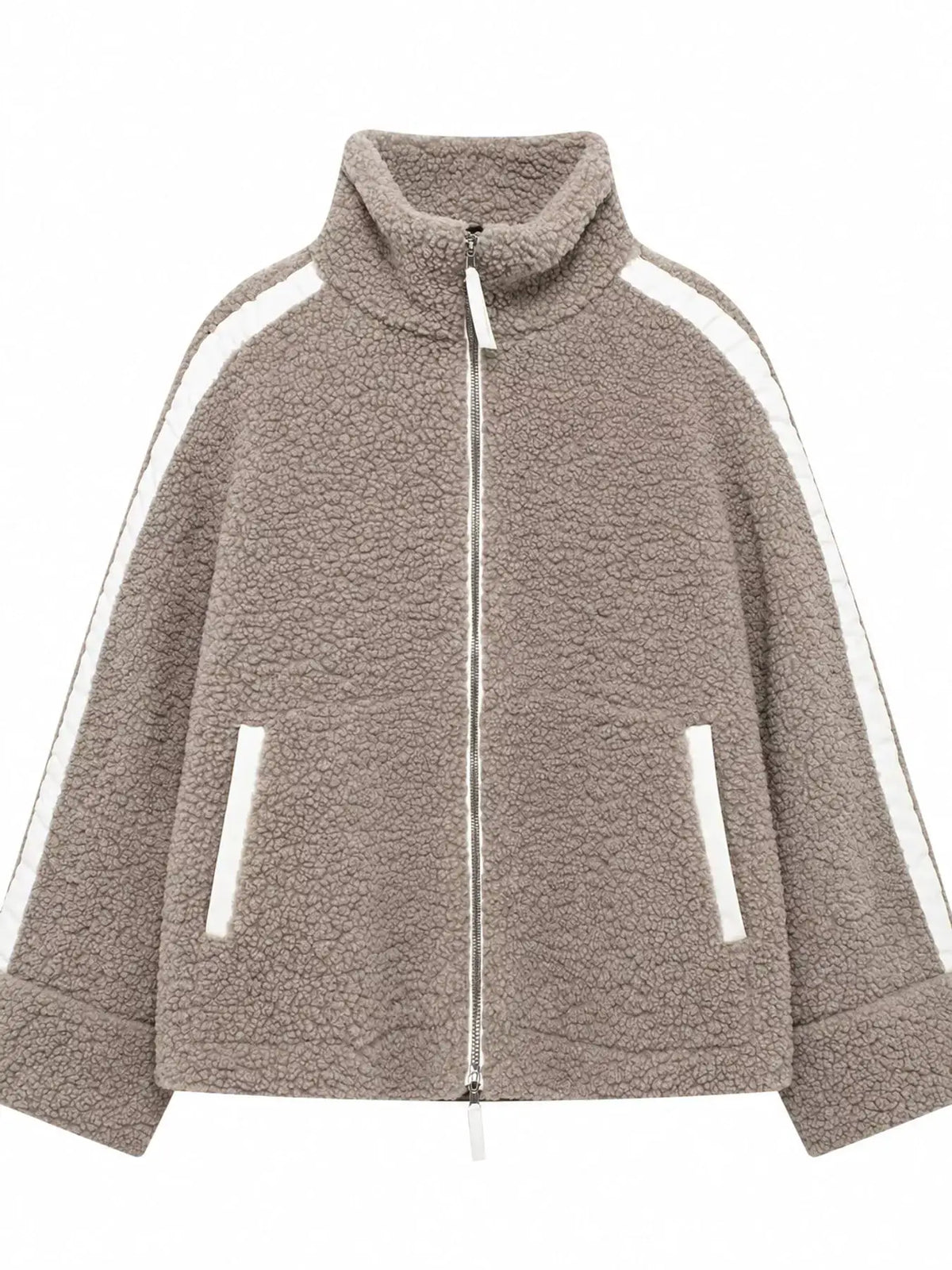 Sherpa Zip-Up Outerwear by Trendsi