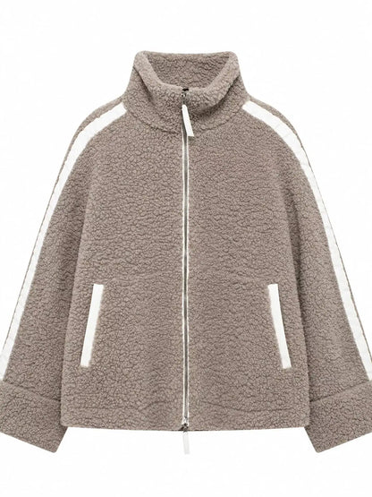 Sherpa Zip-Up Outerwear by Trendsi