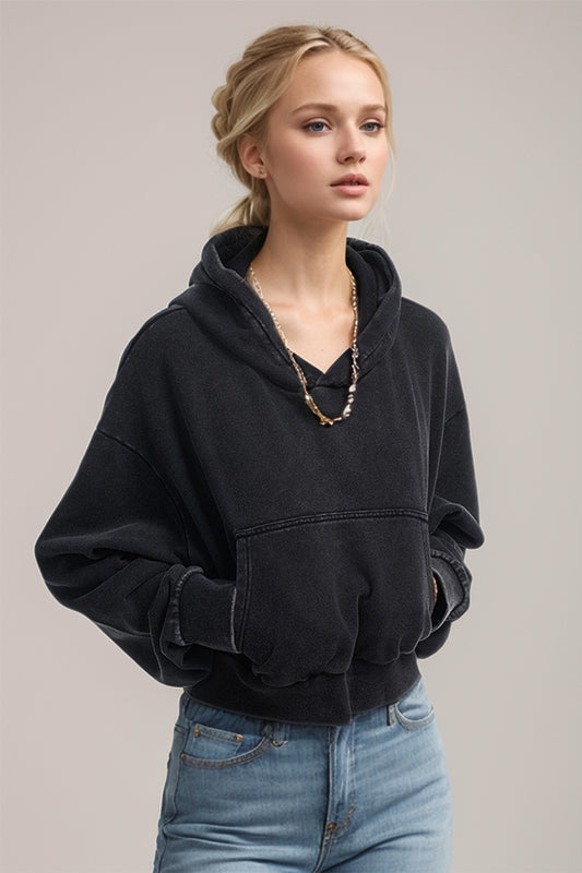 Basic Bae Kangaroo Pocket Long Sleeve Cropped Hoodie