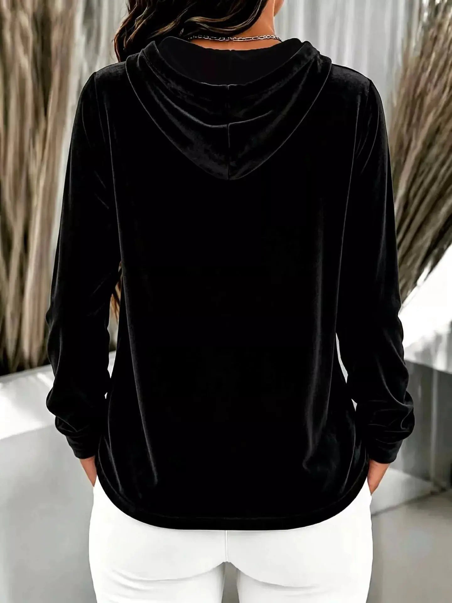 Full Size Drawstring Button Detail Hoodie Plus Size by Trendsi