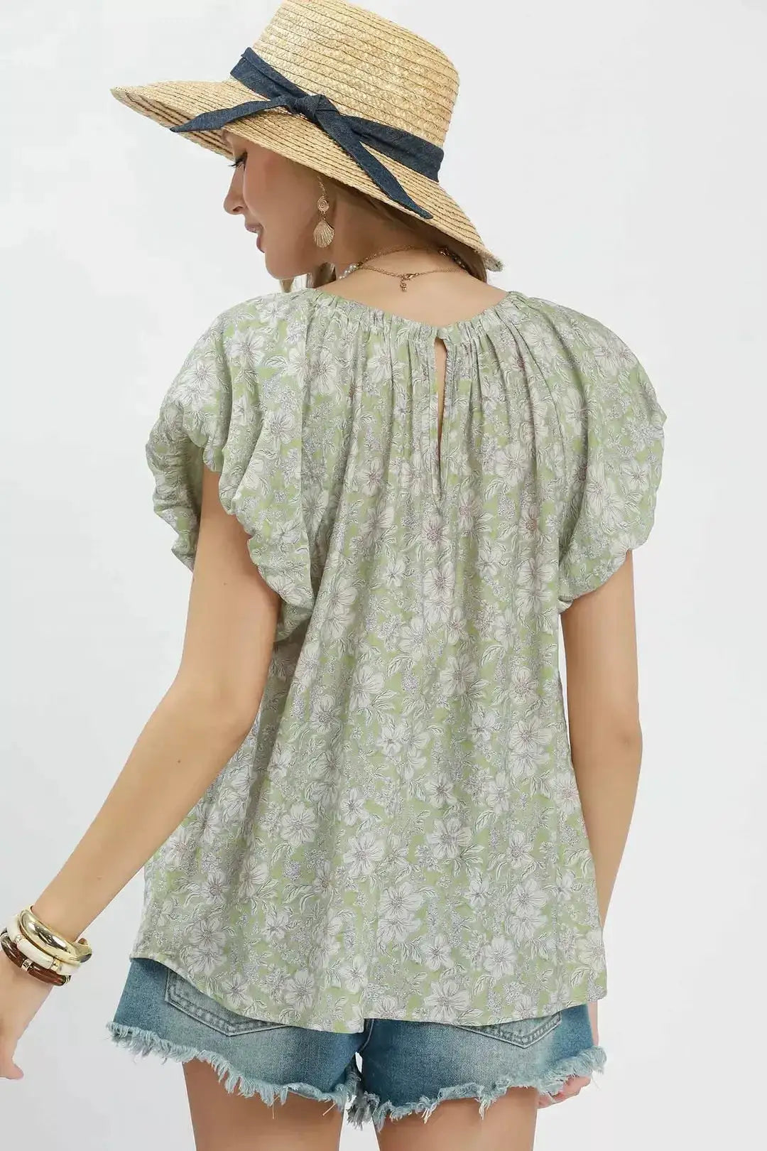 Umgee Floral Puff Sleeve Blouse by Trendsi