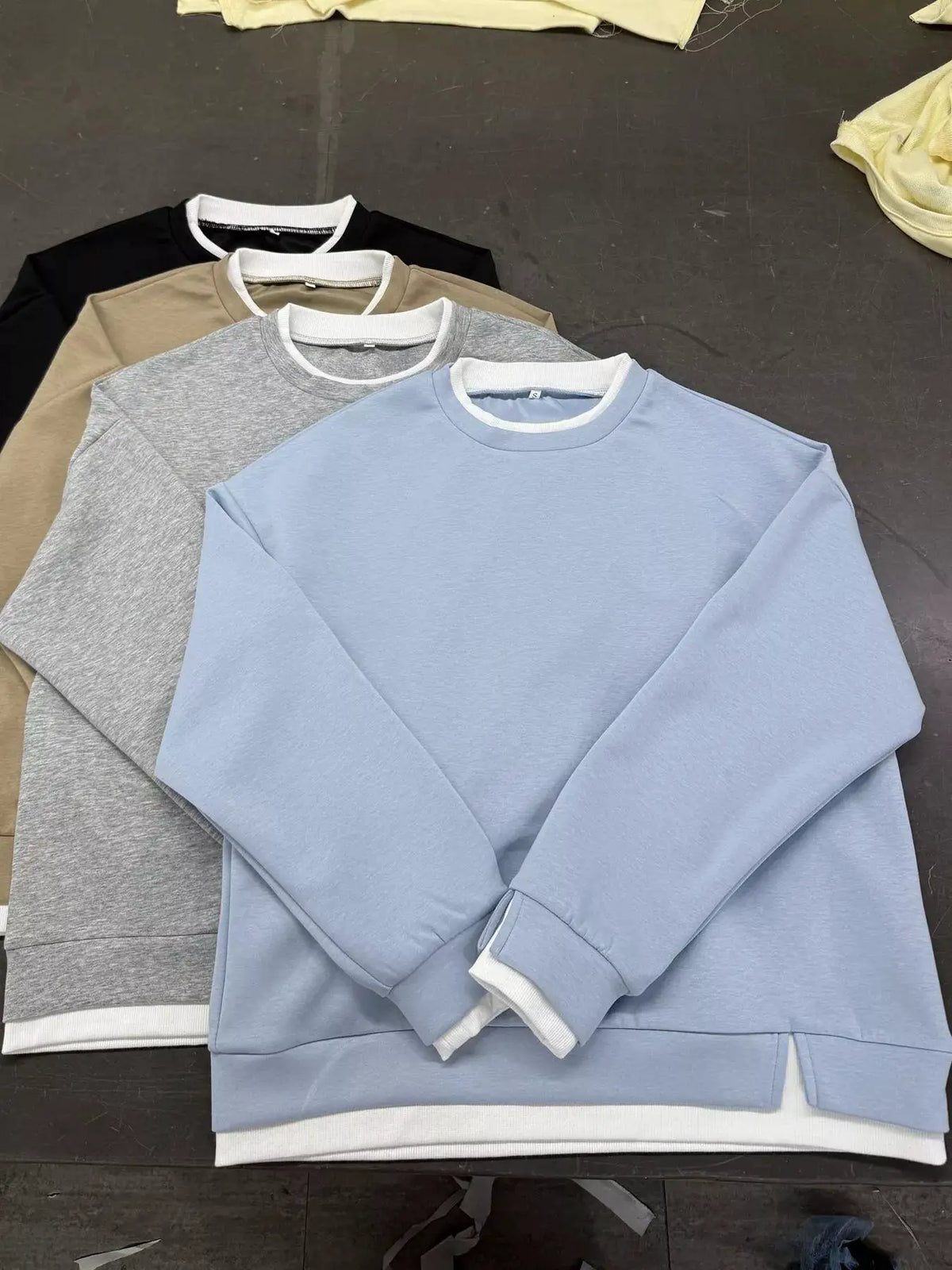 Crewneck Sweatshirt with Contrast Ribbed Trim by Trendsi