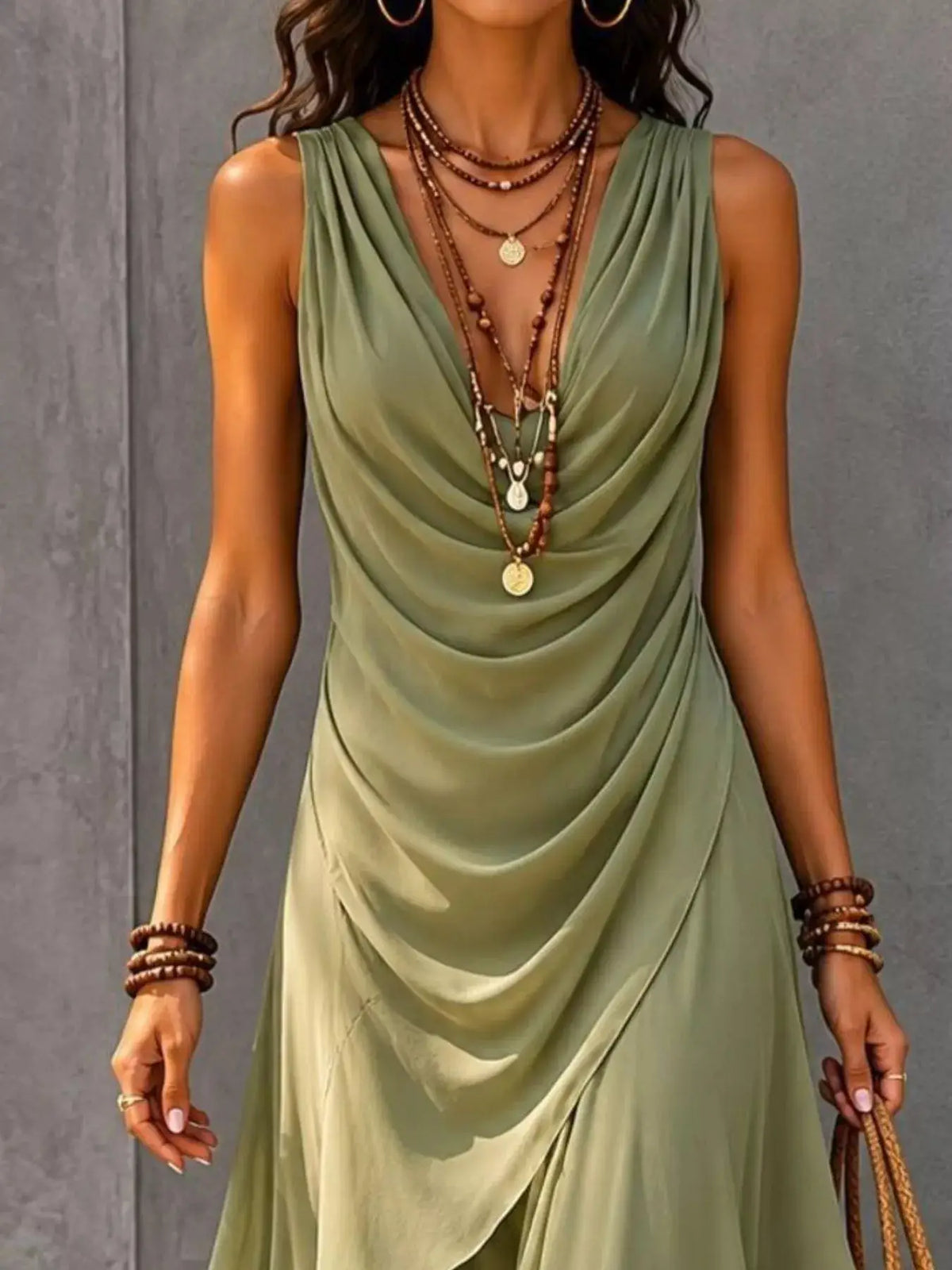Sleeveless Layered Ruffle Hem Maxi Dress by Trendsi