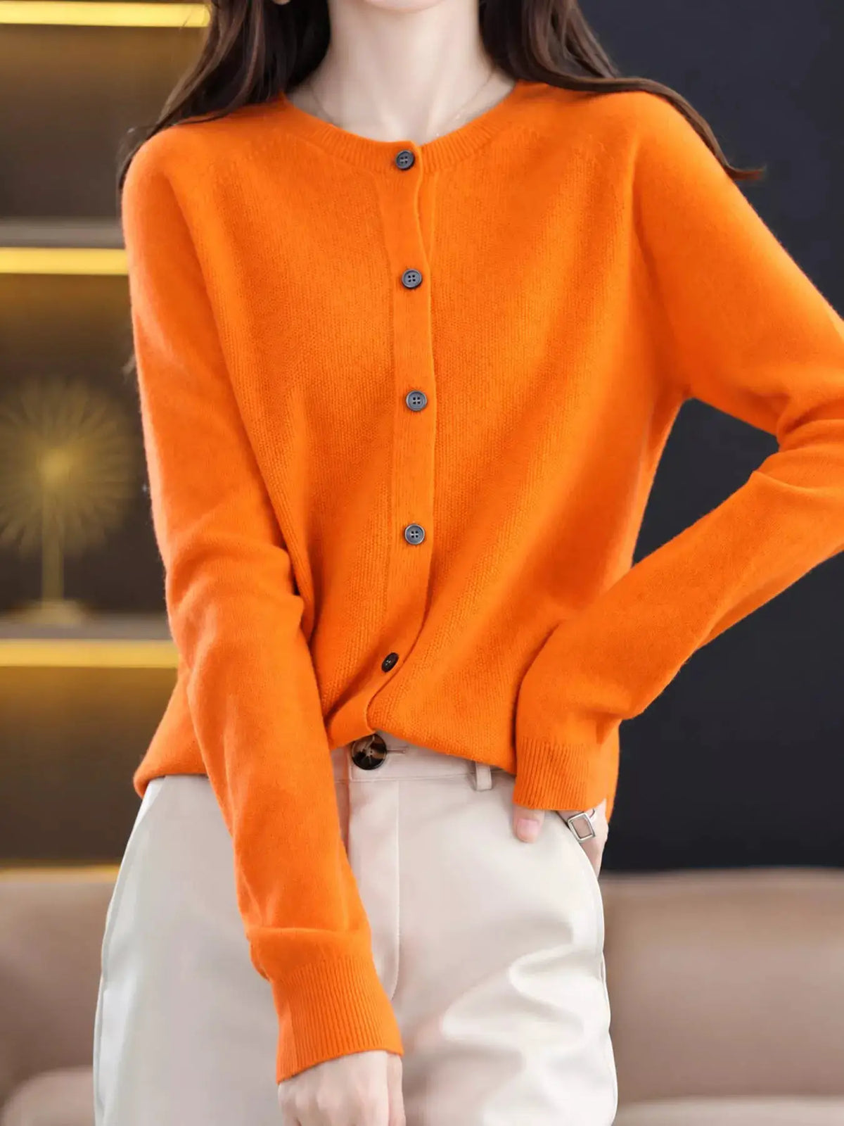 Button-Down Long Sleeve Cardigan by Trendsi