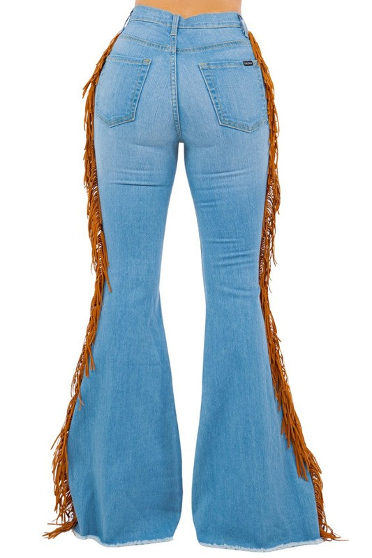 Fringe Bell Bottom Jean in Light Wash- Inseam 30