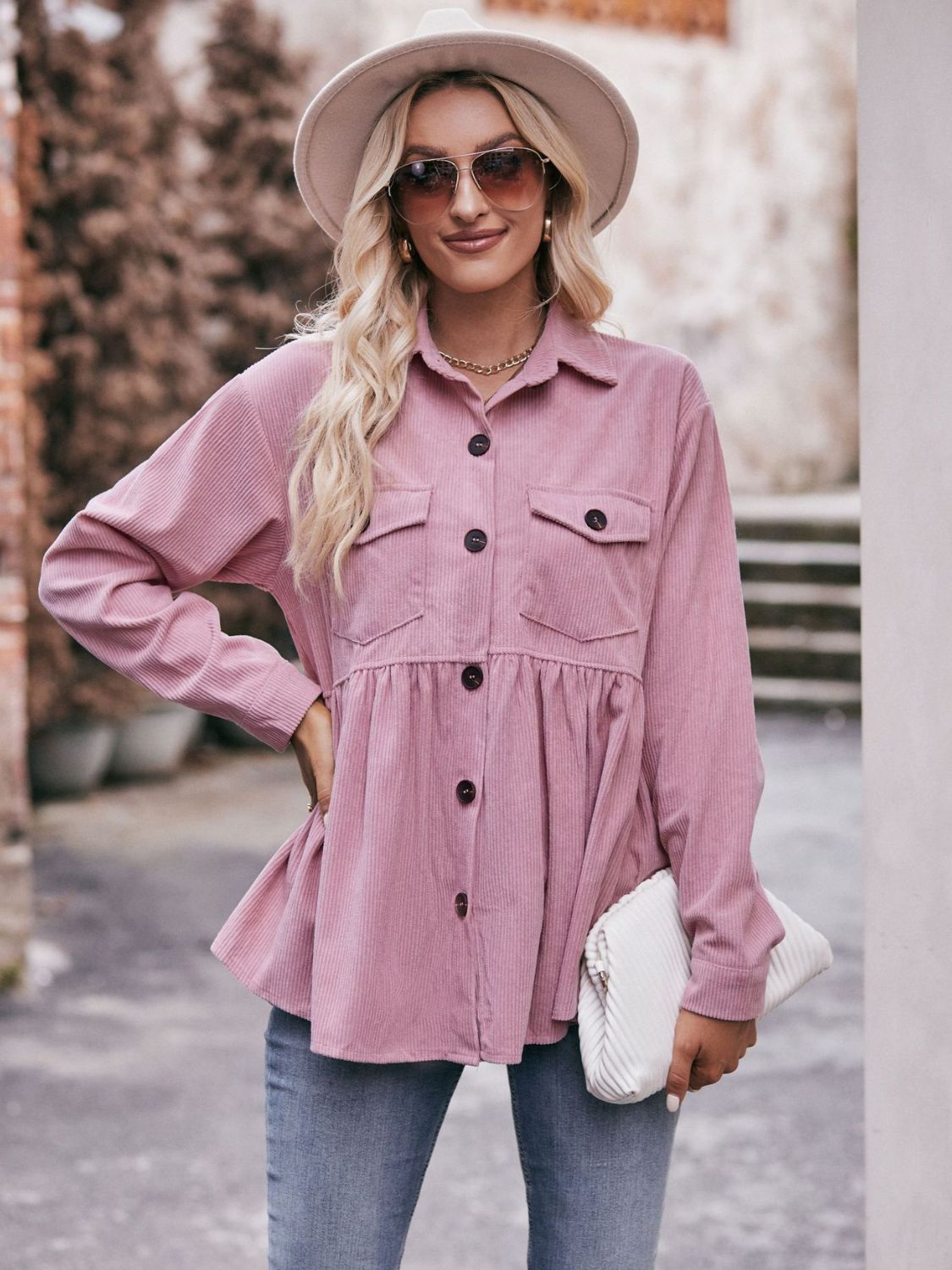 Mandy Collared Neck Long Sleeve Shirt