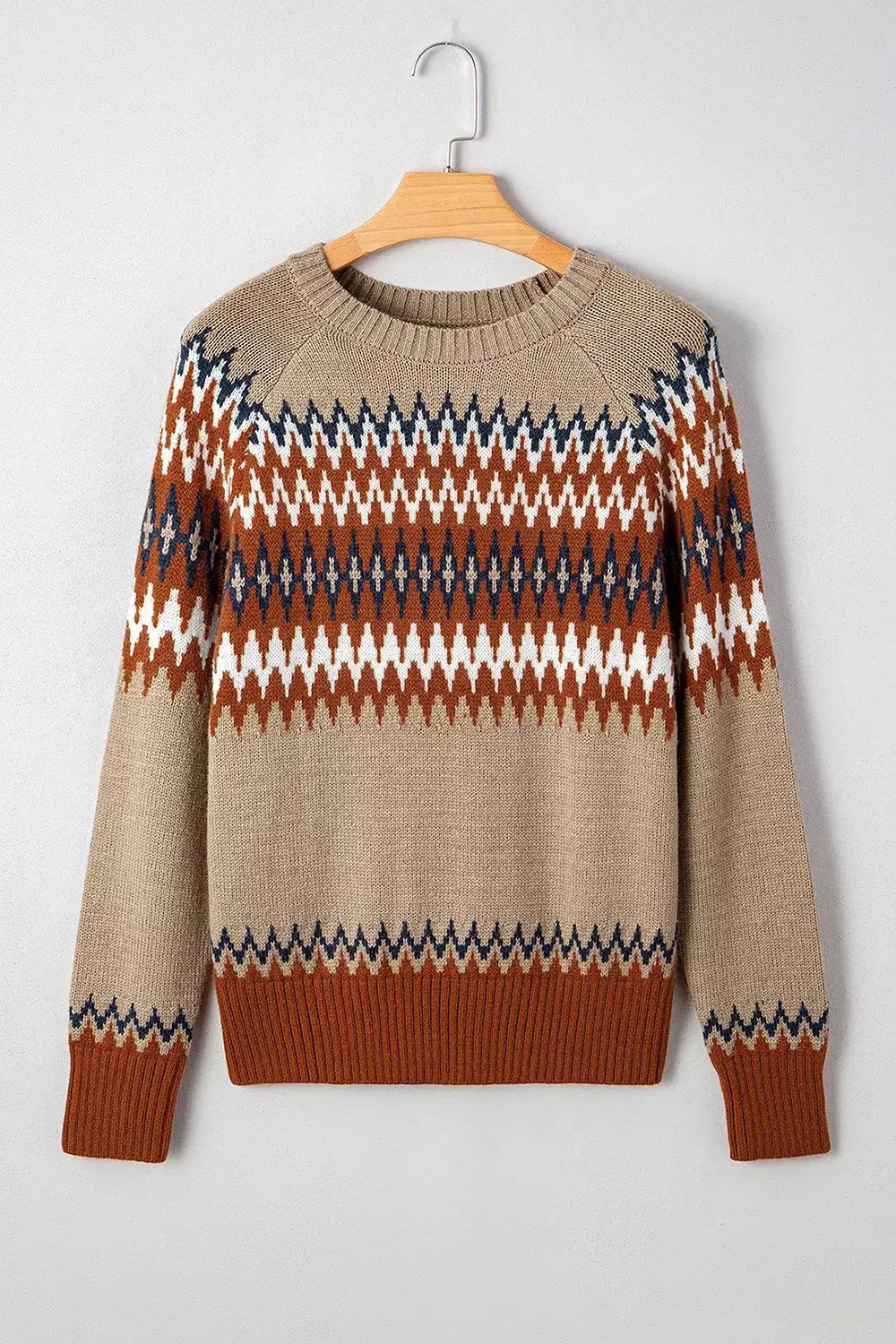 Geometric Pattern Long Sleeve Sweater by Trendsi
