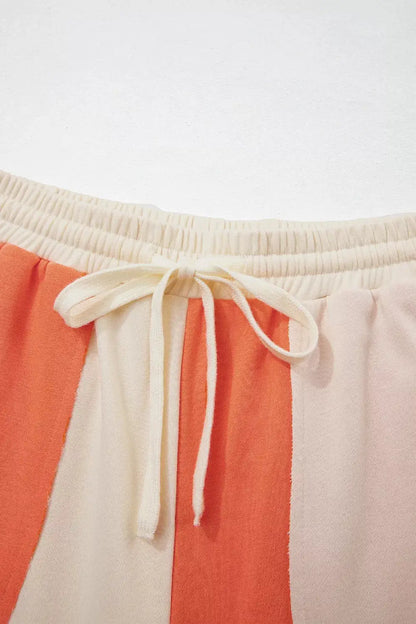 Raw Seam Colorblock Wide Leg Ankle Length Casual Pants by Trendsi