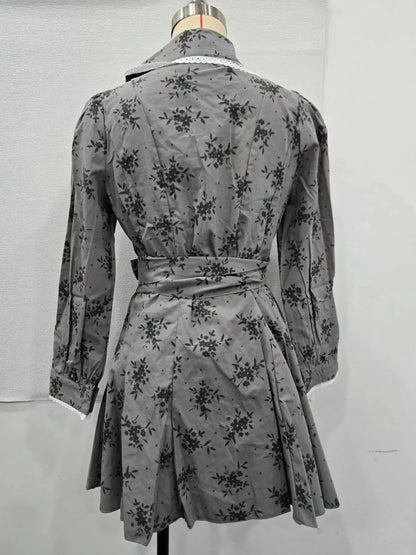 Floral Print Puff Sleeve Button-Down Mini Dress by Trendsi