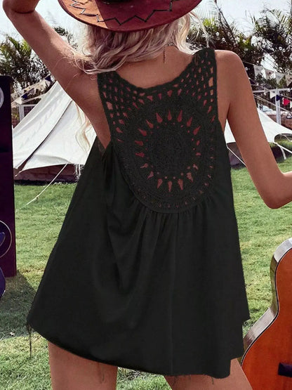 Crochet V-Neck Tank Top by Trendsi