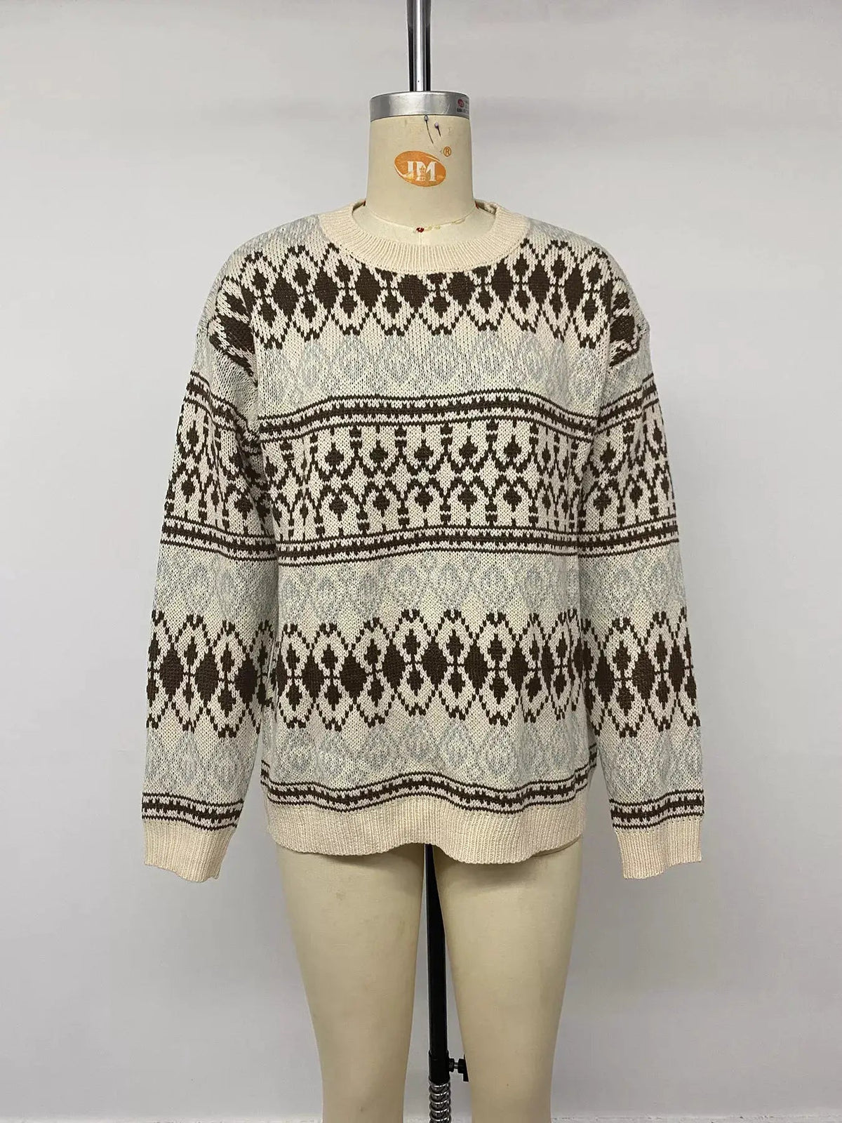 Fair Isle Pattern Crew Neck Long Sleeve Sweater - Bitsy Gypsy Boutique