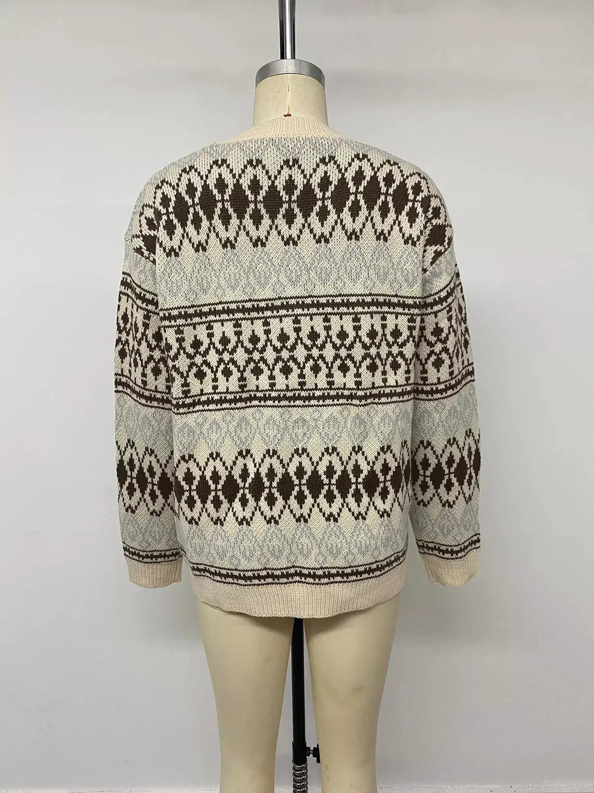 Fair Isle Pattern Crew Neck Long Sleeve Sweater - Bitsy Gypsy Boutique