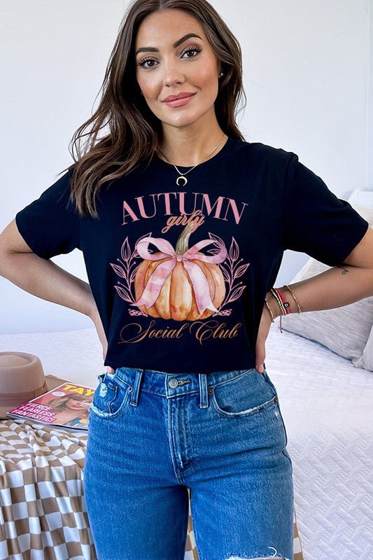 Fall Autumn Girly Social Club Graphic Tee - Bitsy Gypsy Boutique