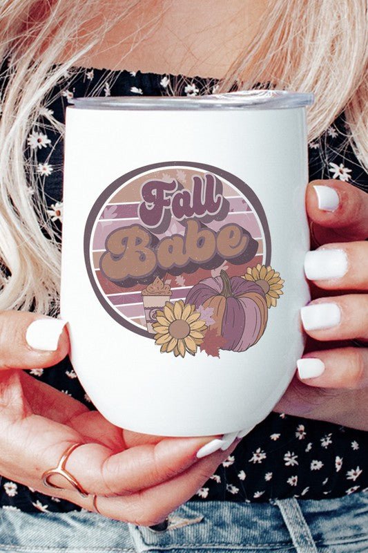 Fall Babe Pumpkin Sunflower Wine Cup - Bitsy Gypsy Boutique