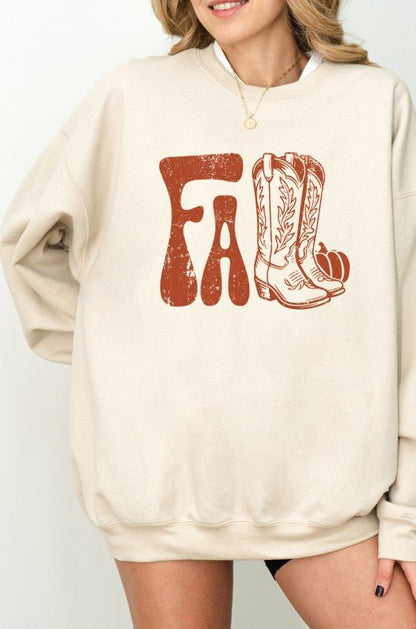 Fall Boots Graphic Crewneck Sweatshirt - Bitsy Gypsy Boutique