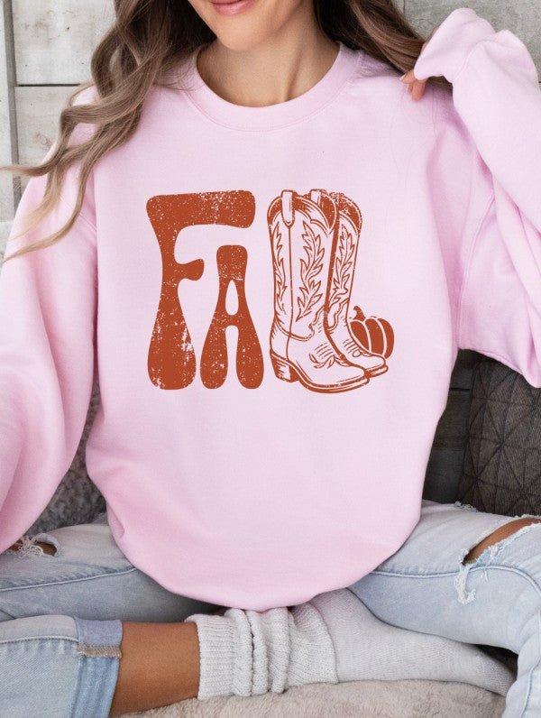 Fall Boots Graphic Crewneck Sweatshirt - Bitsy Gypsy Boutique