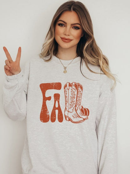 Fall Boots Graphic Crewneck Sweatshirt - Bitsy Gypsy Boutique