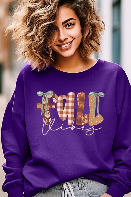 Fall Vibes Rustic Script Graphic Sweatshirt - Bitsy Gypsy Boutique