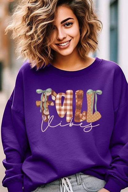 Fall Vibes Rustic Script Graphic Sweatshirt - Bitsy Gypsy Boutique