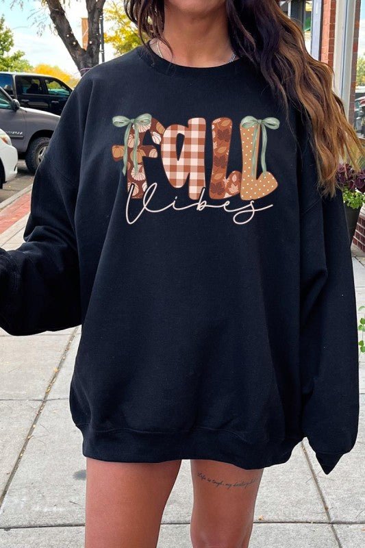 Fall Vibes Rustic Script Graphic Sweatshirt - Bitsy Gypsy Boutique