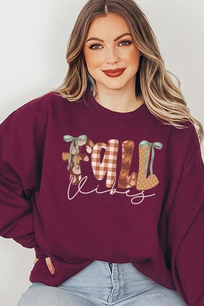 Fall Vibes Rustic Script Graphic Sweatshirt - Bitsy Gypsy Boutique