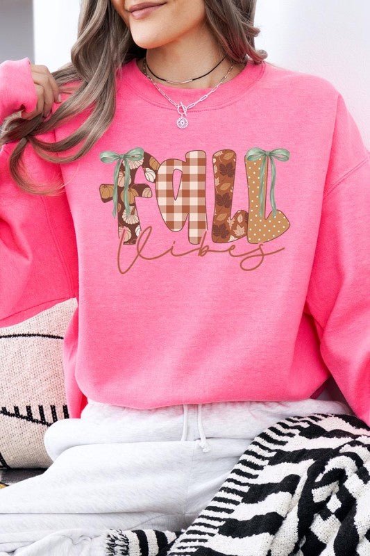 Fall Vibes Rustic Script Graphic Sweatshirt - Bitsy Gypsy Boutique