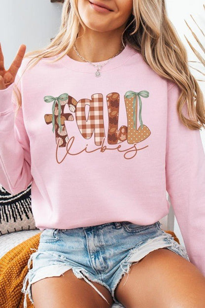 Fall Vibes Rustic Script Graphic Sweatshirt - Bitsy Gypsy Boutique