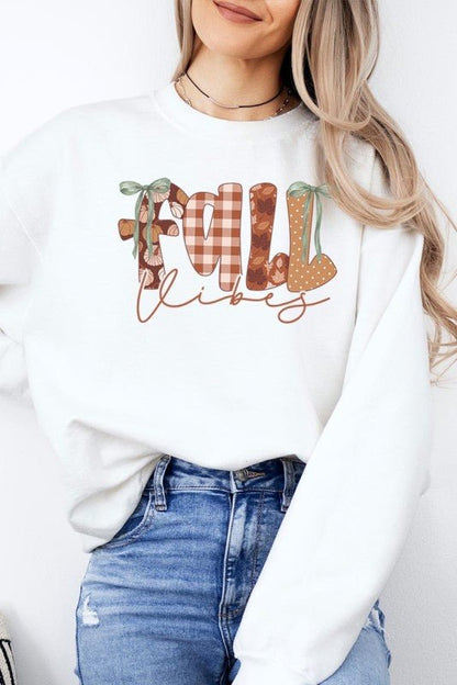 Fall Vibes Rustic Script Graphic Sweatshirt - Bitsy Gypsy Boutique