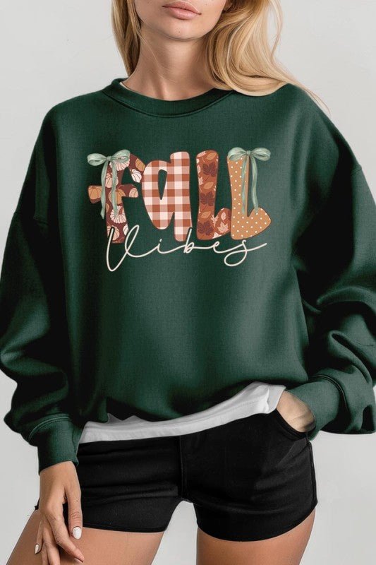 Fall Vibes Rustic Script Graphic Sweatshirt - Bitsy Gypsy Boutique