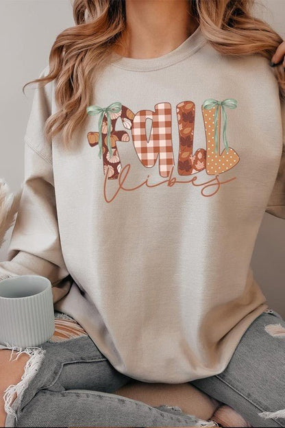 Fall Vibes Rustic Script Graphic Sweatshirt - Bitsy Gypsy Boutique