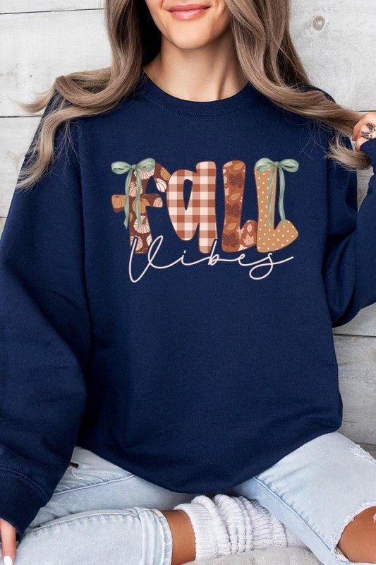 Fall Vibes Rustic Script Graphic Sweatshirt - Bitsy Gypsy Boutique