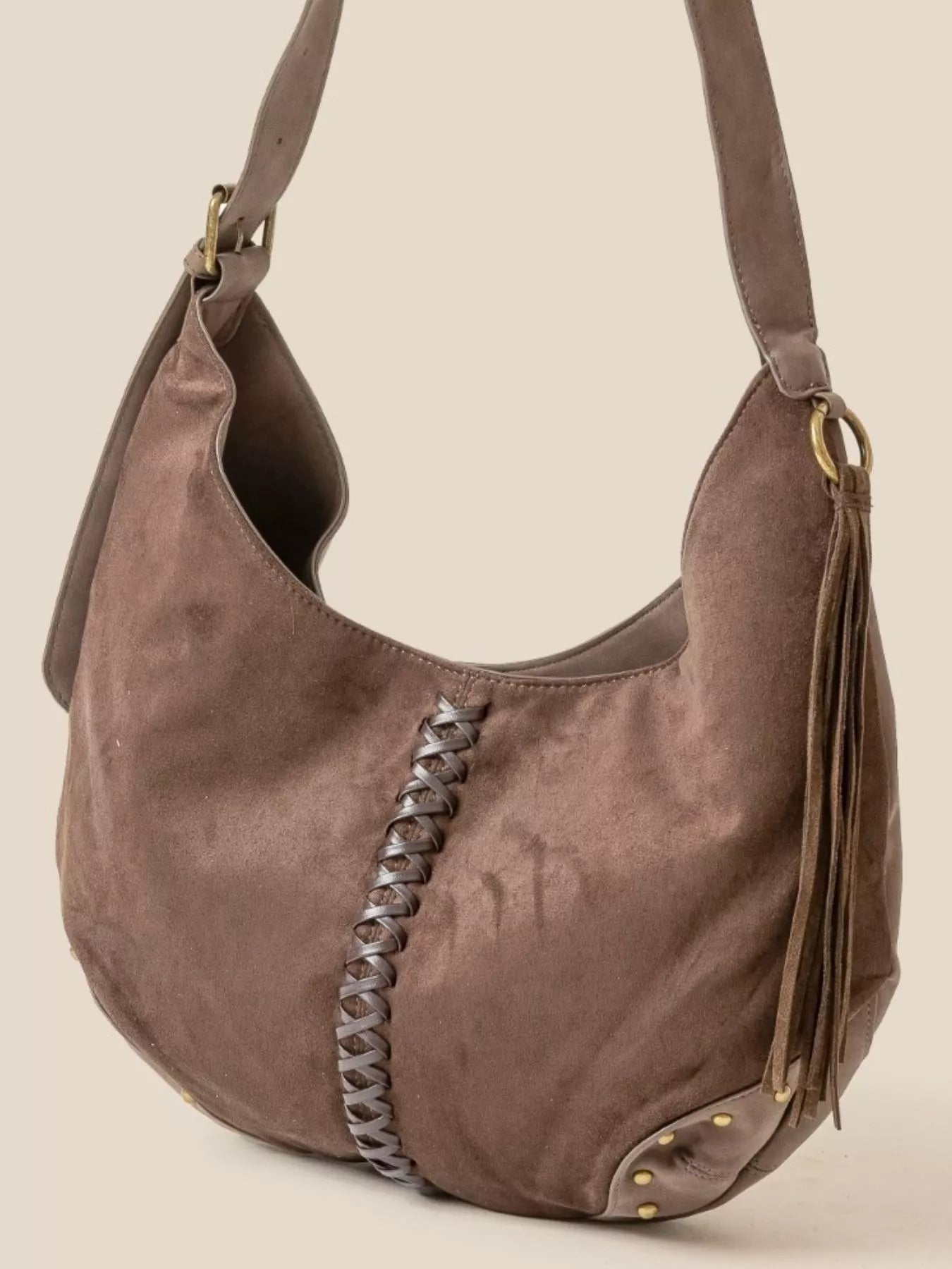 Fame Braided Detail Hobo Shoulder Bag - Bitsy Gypsy Boutique