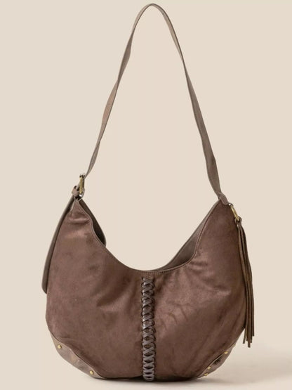 Fame Braided Detail Hobo Shoulder Bag - Bitsy Gypsy Boutique